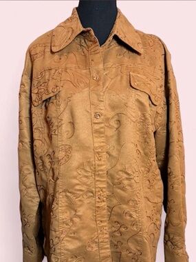 Vintage Faux-Suede Button Up Shirt